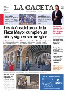 LOS DAÑOS DEL ARCO DE LA PLAZA MAYOR CUMPLEN UN AÑO Y SIGUEN SIN ARREGLAR